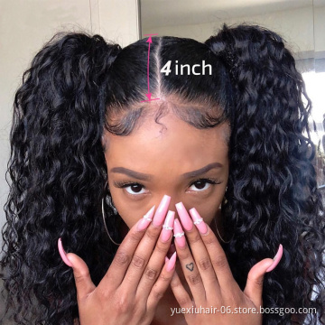 Factory Direct Sale Water Wave Wig Human Hair 150% 180% 250% Density Brazilian Hair Lace Front Hair Wig